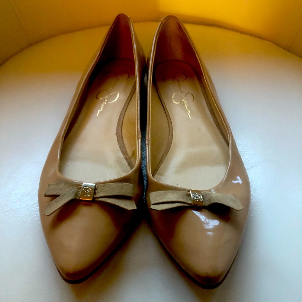 Jessica Simpson Nude Flats with Bow Detail